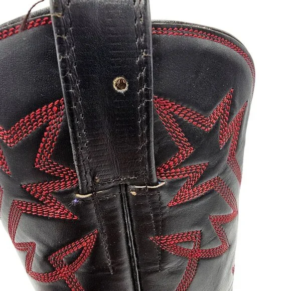 Vintage Preban Exotic Womens 5.5A Dark Cherry Red Black Cowboy Western Boots - Picture 15 of 16